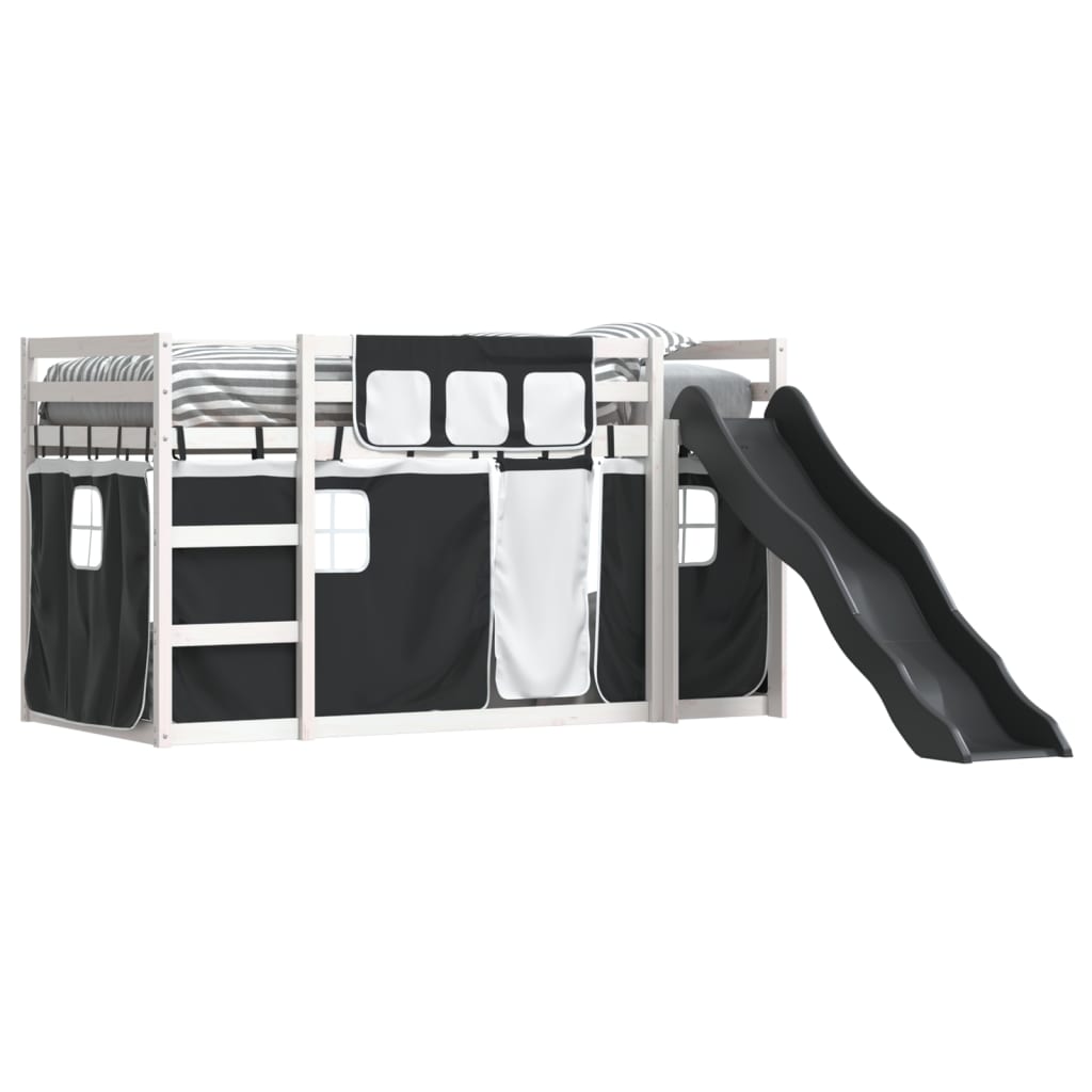 vidaXL Bunk Bed without Mattress with Slide White and Black 80x200 cm