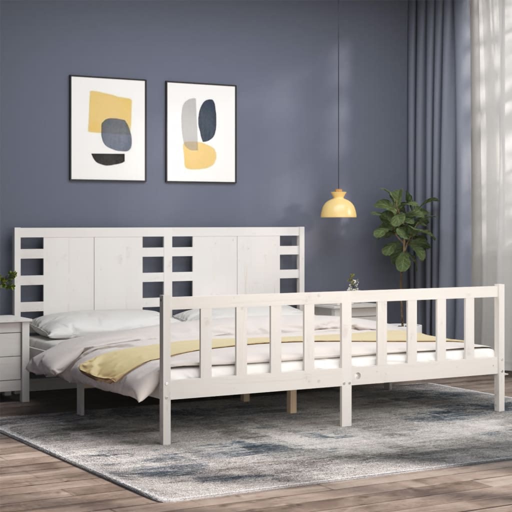 vidaXL Bed Frame without Mattress White 200x200 cm Solid Wood Pine