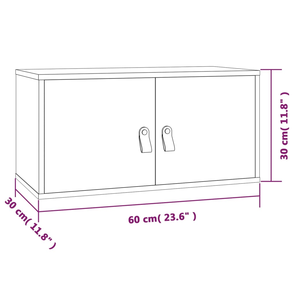 vidaXL Wall Cabinet Black 60x30x30 cm Solid Wood Pine