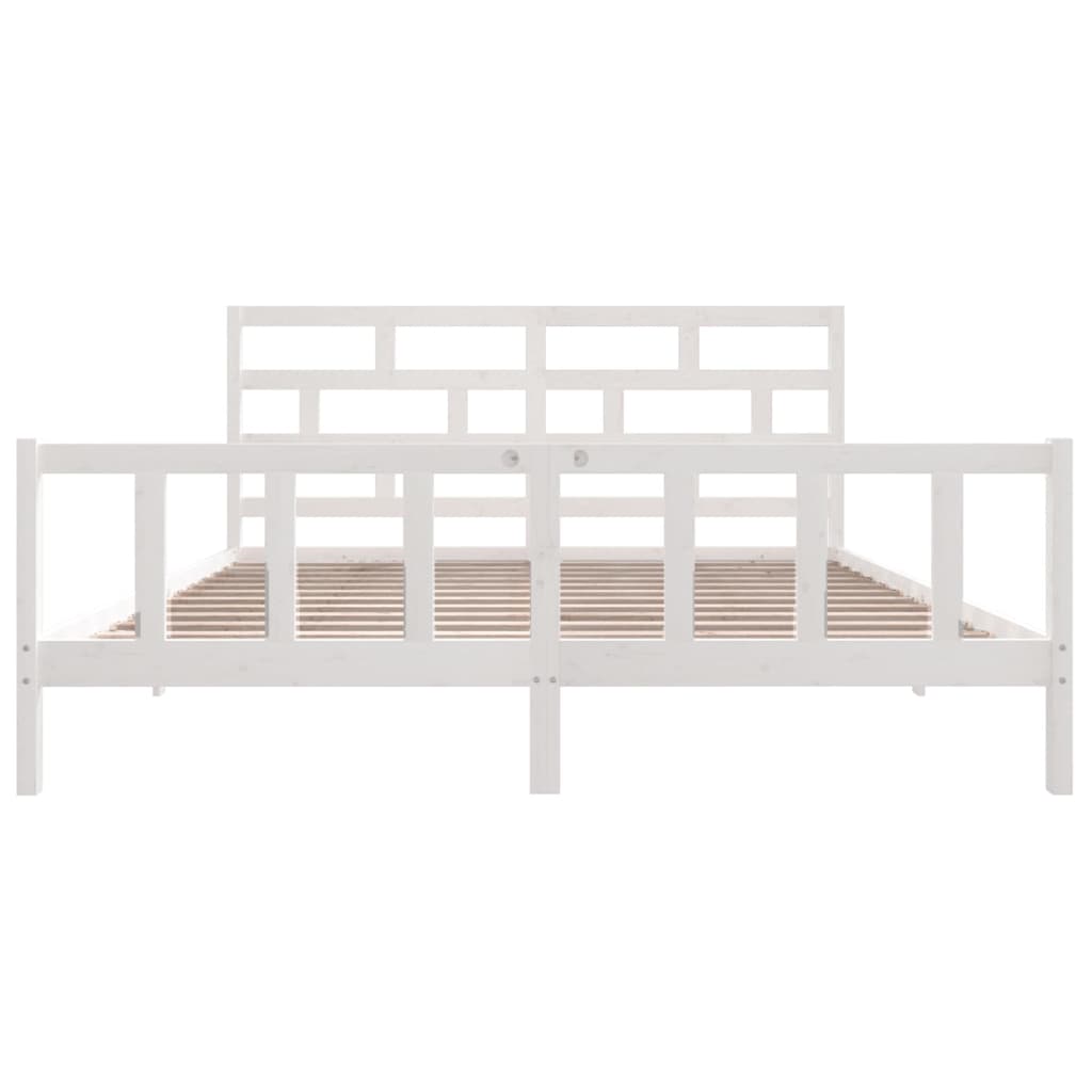 vidaXL Bed Frame without Mattress White Solid Wood Pine Super King