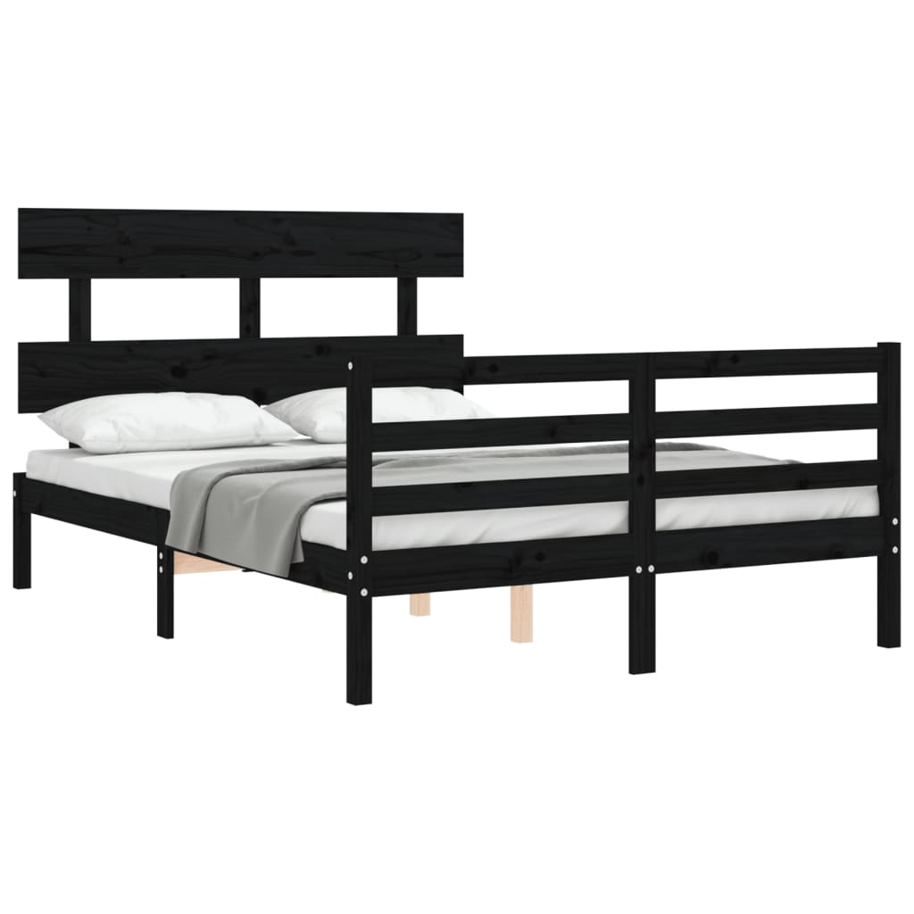 vidaXL Bed Frame without Mattress Black 120x200 cm Solid Wood