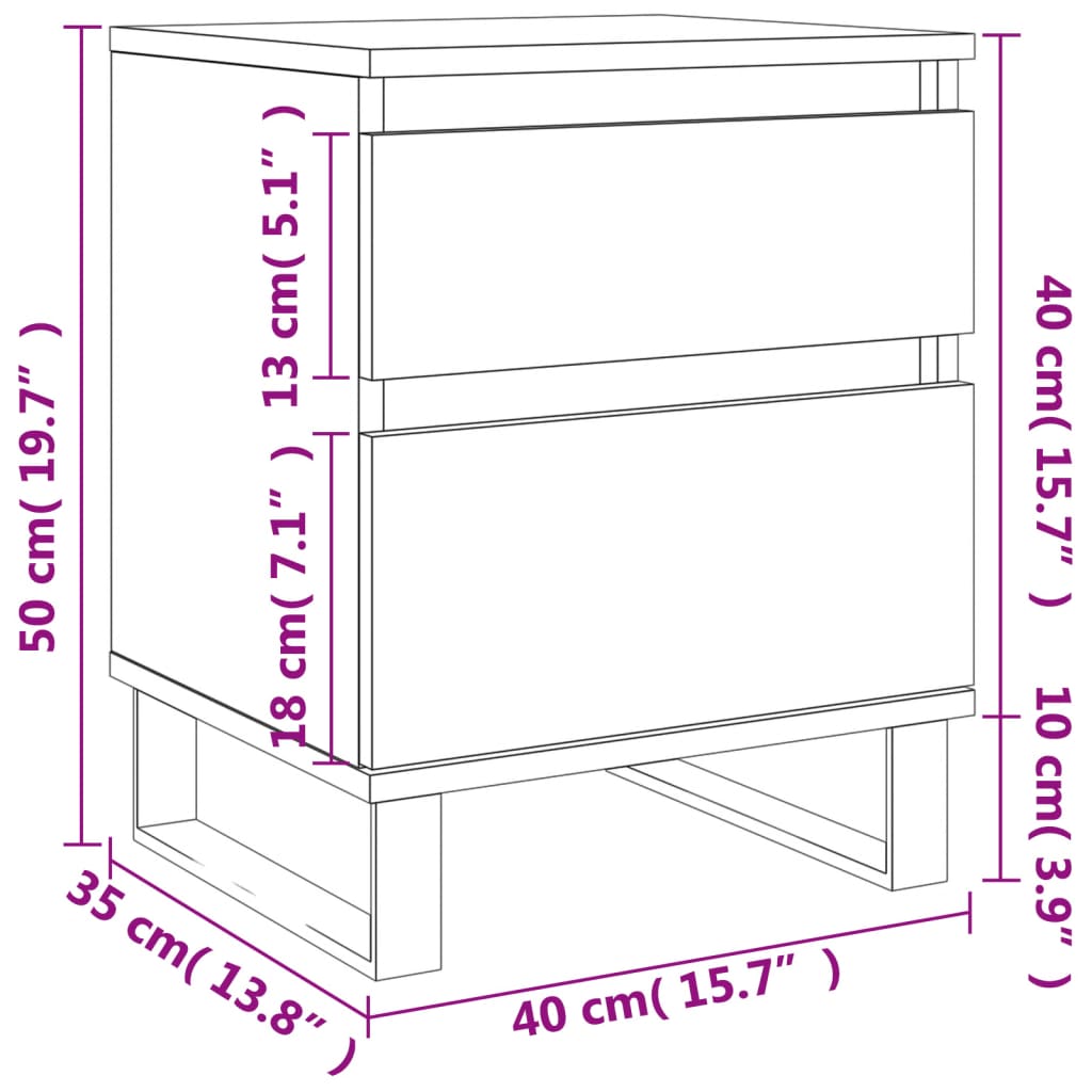 vidaXL Bedside Cabinets 2 pcs Grey Sonoma 40x35x50 cm Engineered Wood