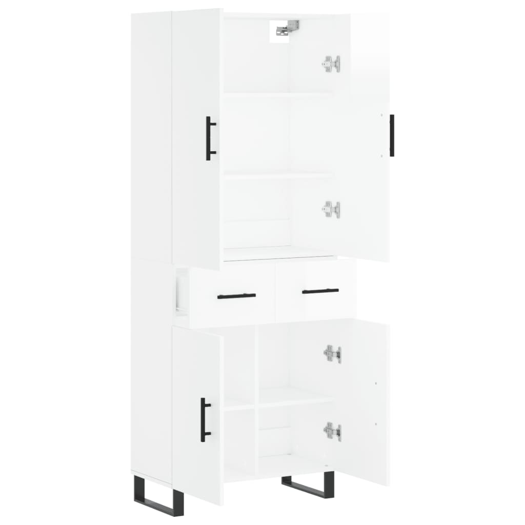 vidaXL Highboard High Gloss White 69.5x34x180 cm Engineered Wood