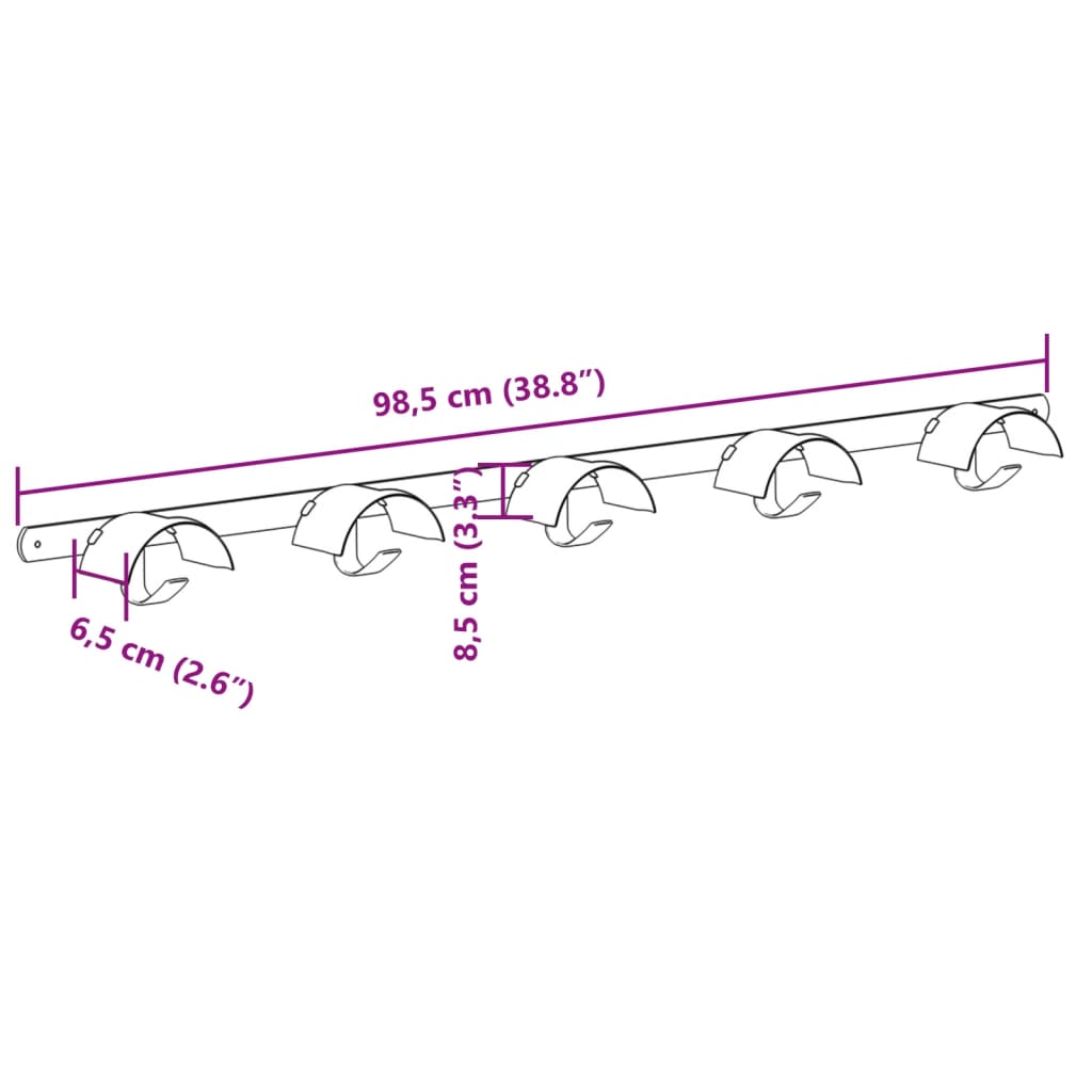 vidaXL Bridle Hanger for 5 Bridles with 5 Hooks Black Iron