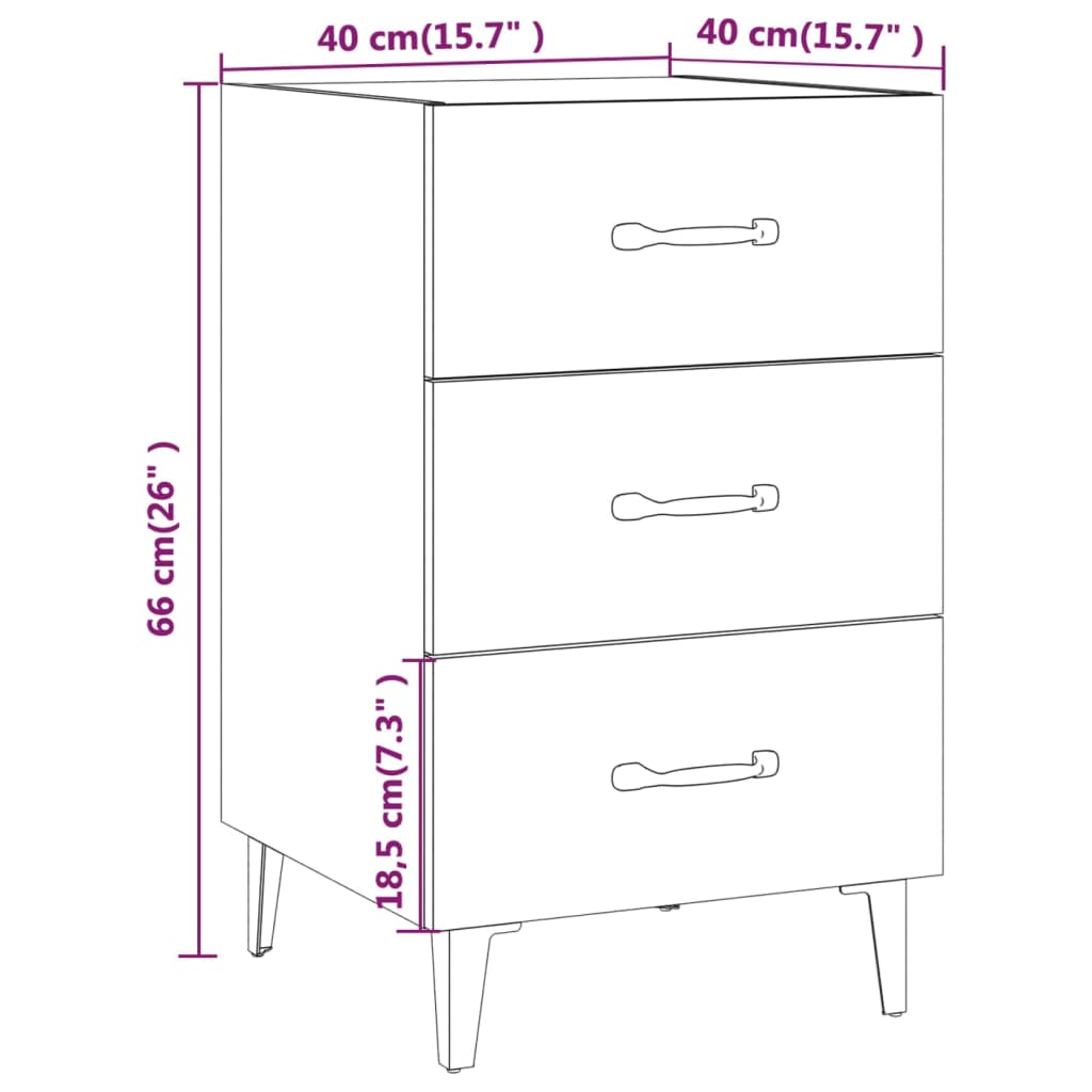 vidaXL Bedside Cabinet Sonoma Oak 40x40x66 cm Engineered Wood