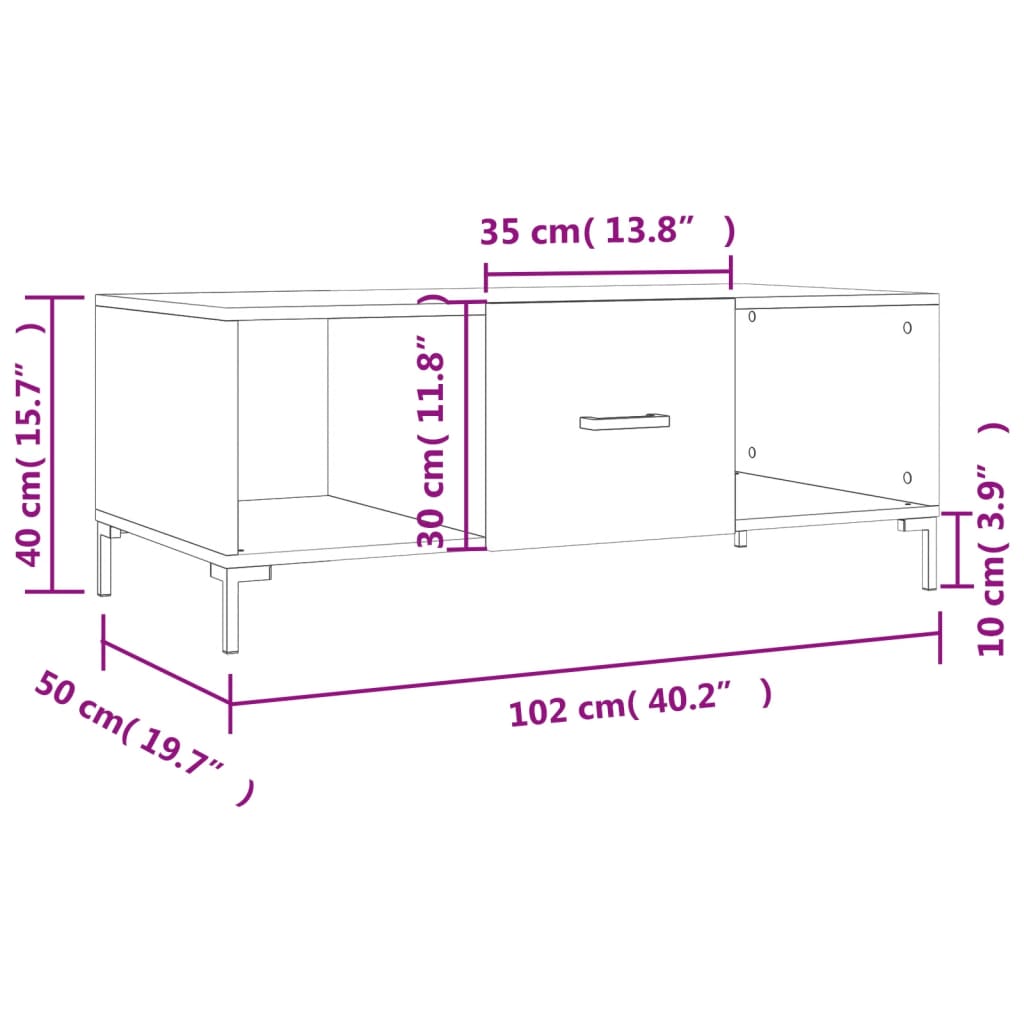 vidaXL Coffee Table Black 102x50x40 cm Engineered Wood