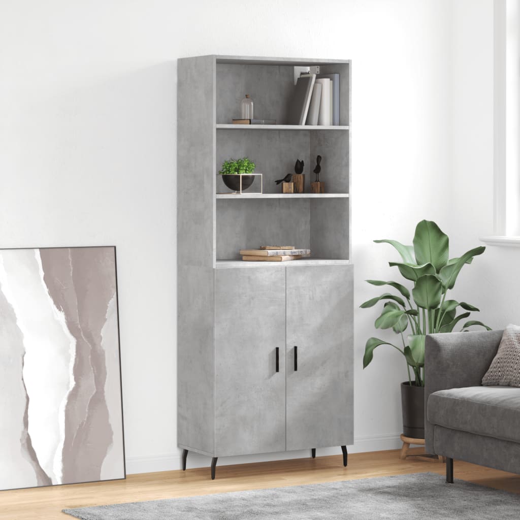 vidaXL Highboard Concrete Grey 69.5x34x180 cm Engineered Wood