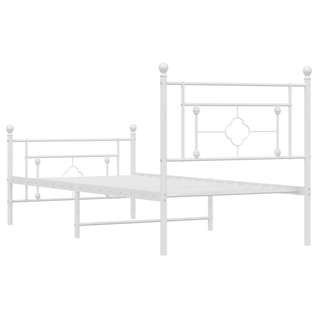 vidaXL Metal Bed Frame without Mattress with Footboard White 90x200 cm