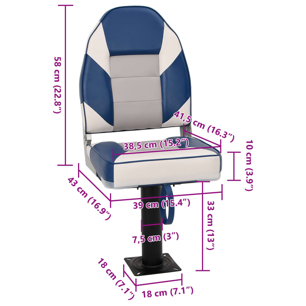 vidaXL Boat Seat with Pedestal 360° Rotatable