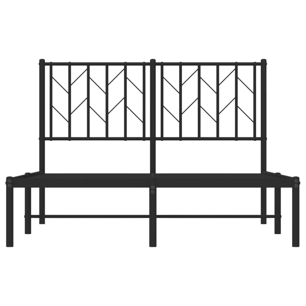 vidaXL Metal Bed Frame without Mattress with Headboard Black 120x190 cm Small Double