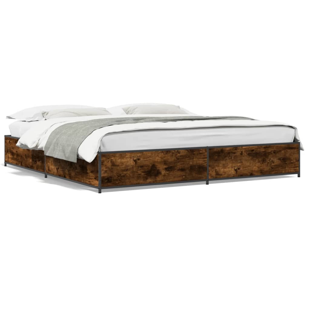 vidaXL Bed Frame without Mattress Smoked Oak 200x200 cm