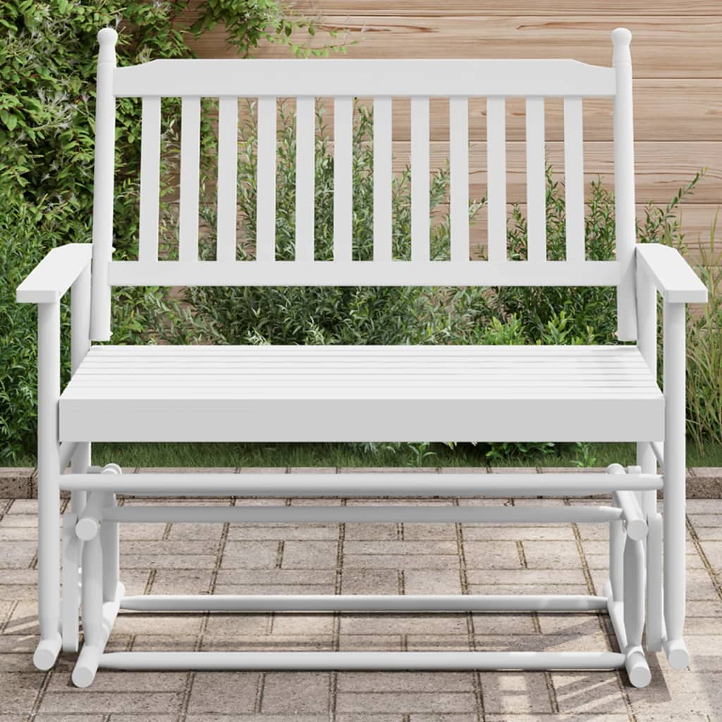 vidaXL Glider Bench White 118x70x104.5 cm Solid Wood Poplar