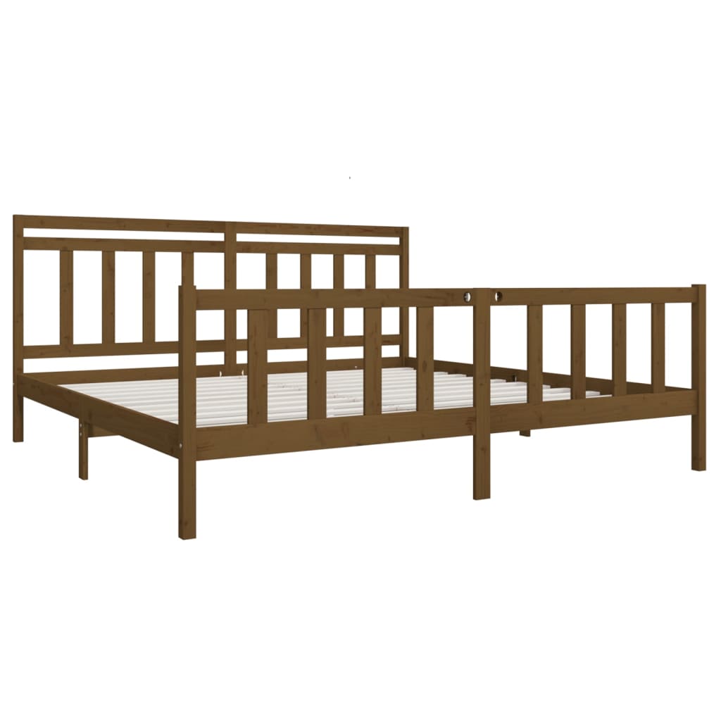 vidaXL Bed Frame without Mattress Honey Brown Solid Wood 200x200 cm (810105+814117)