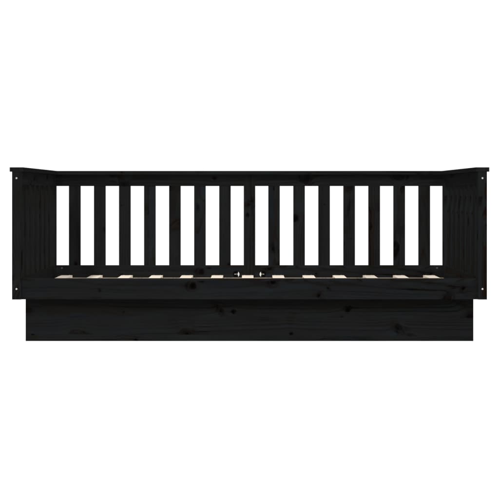 vidaXL Day Bed without Mattress Black 100x200 cm Solid Wood Pine