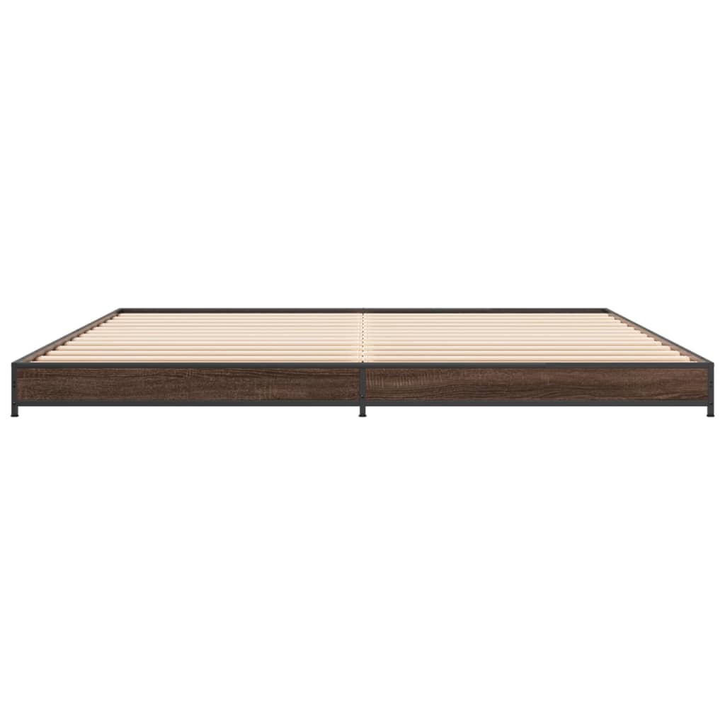 vidaXL Bed Frame without Mattress Brown Oak 180x200 cm Super King