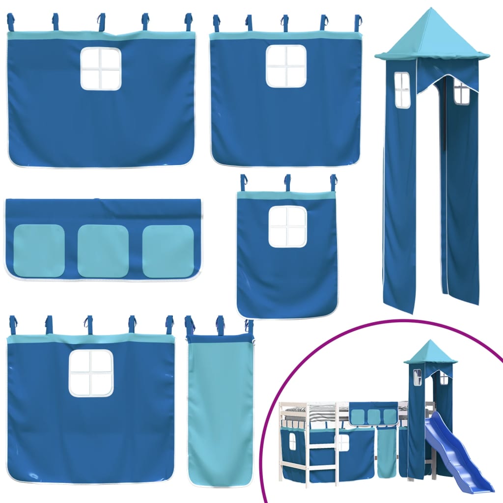 vidaXL Kids' Loft Bed with Tower without Mattress Blue 90x190 cm Single