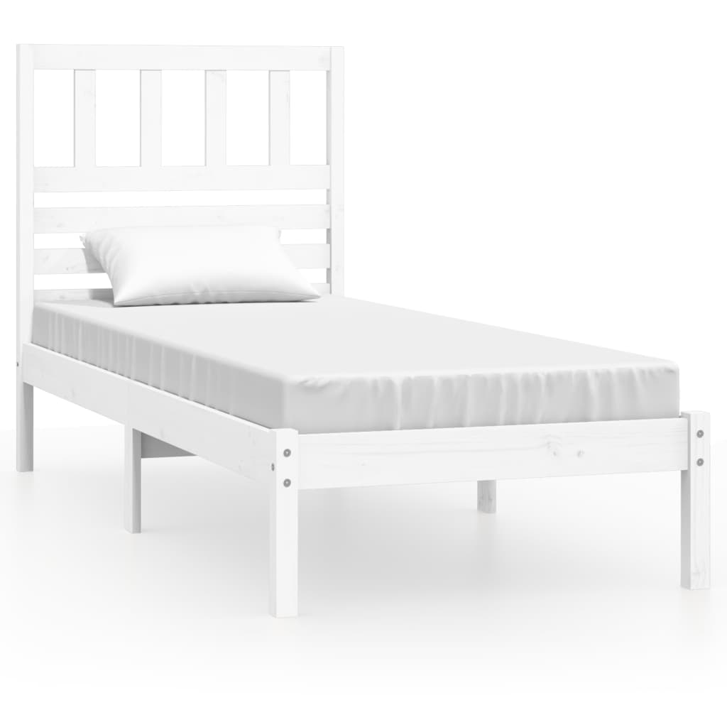 vidaXL Bed Frame without Mattress White 75x190 cm Small Single Solid Wood Pine