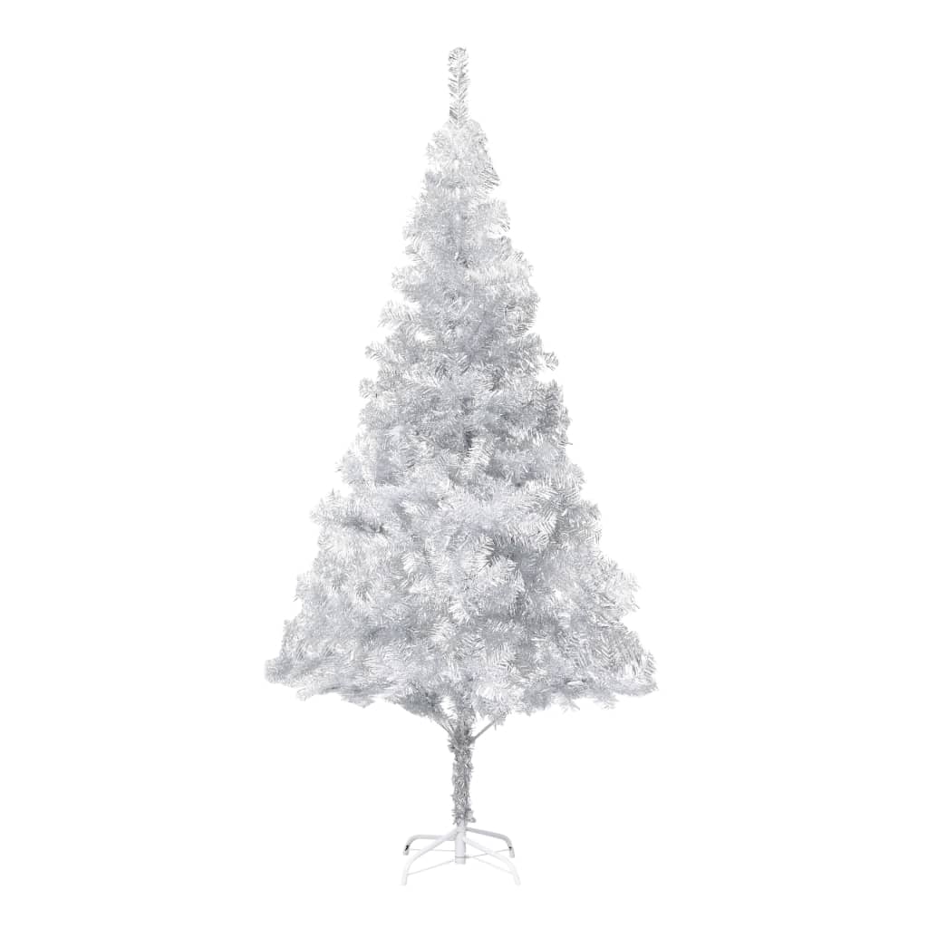 vidaXL Artificial Pre-lit Christmas Tree with Ball Set Silver 180 cm PET