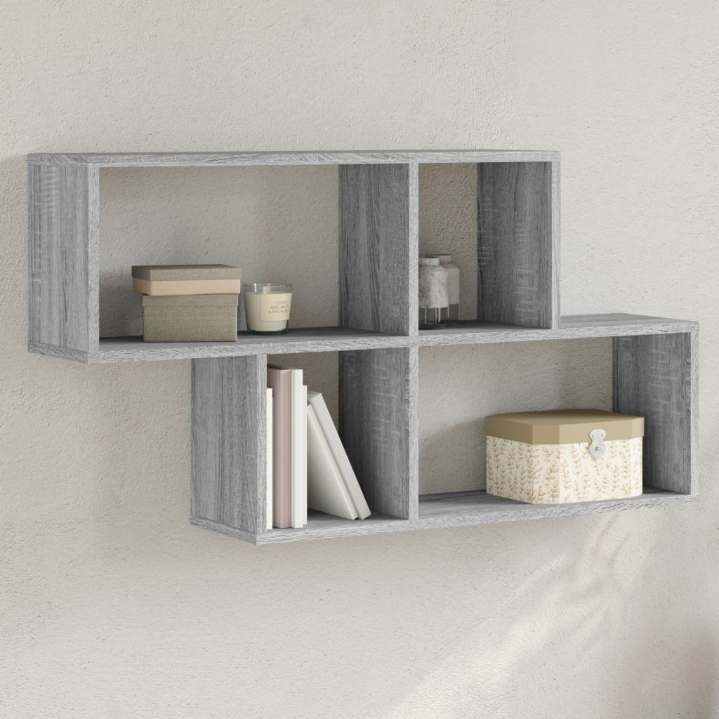 vidaXL Wall Shelf Grey Sonoma 100x20x53 cm Engineered Wood