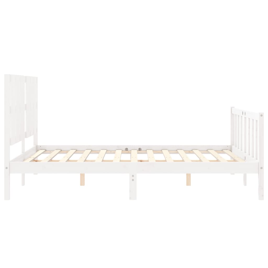 vidaXL Bed Frame without Mattress White King Size Solid Wood Pine