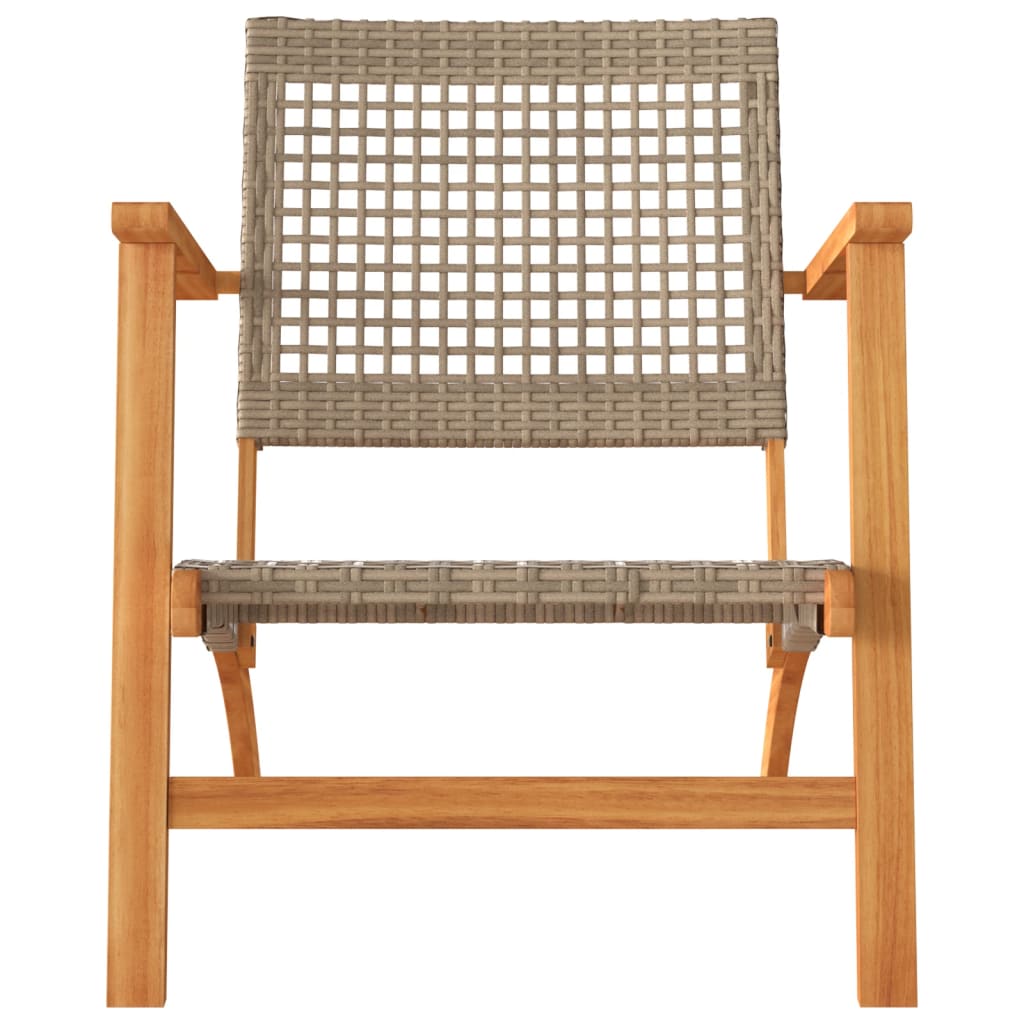 vidaXL Garden Chairs 2 pcs Beige Poly Rattan and Acacia Wood