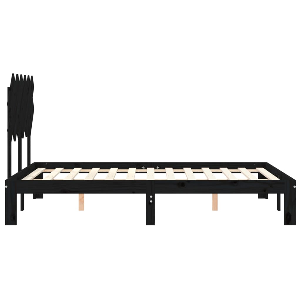 vidaXL Bed Frame without Mattress Black Double Solid Wood Pine