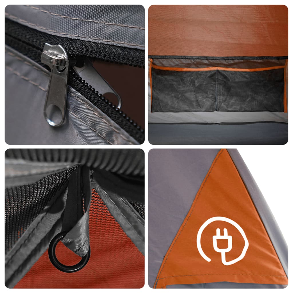 vidaXL Camping Tent Dome 6-Person Orange Waterproof