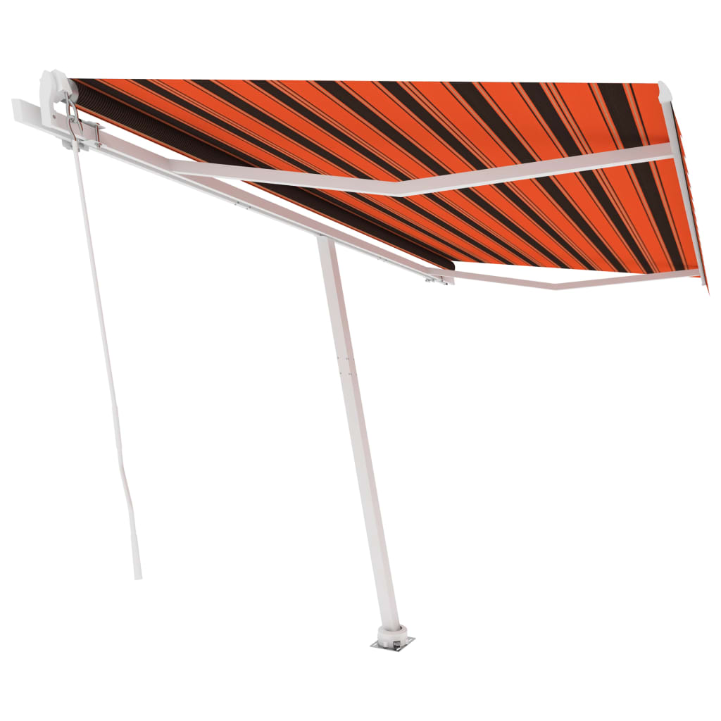 vidaXL Freestanding Manual Retractable Awning 400x350 cm Orange/Brown