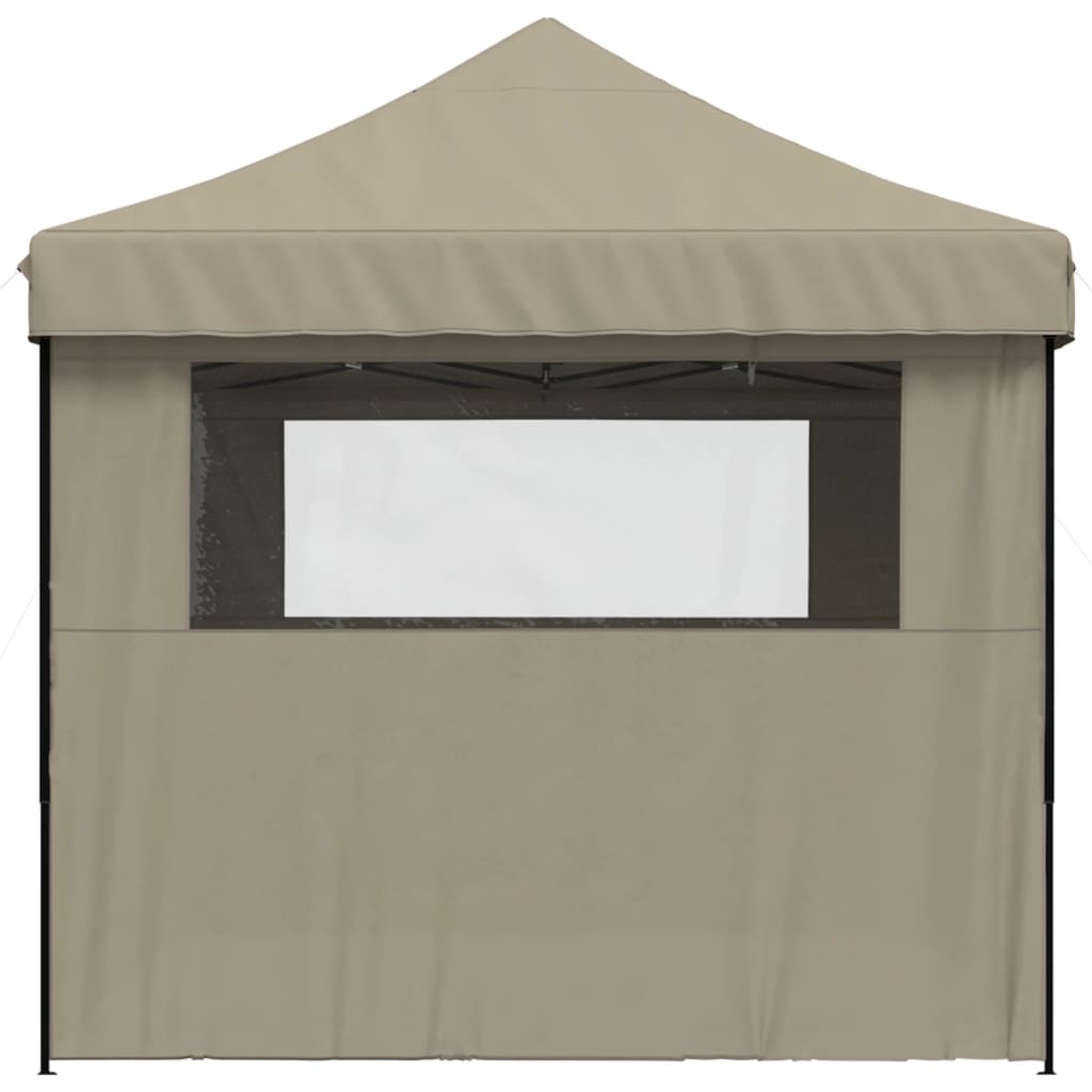 vidaXL Foldable Party Tent Pop-Up with 4 Sidewalls Taupe