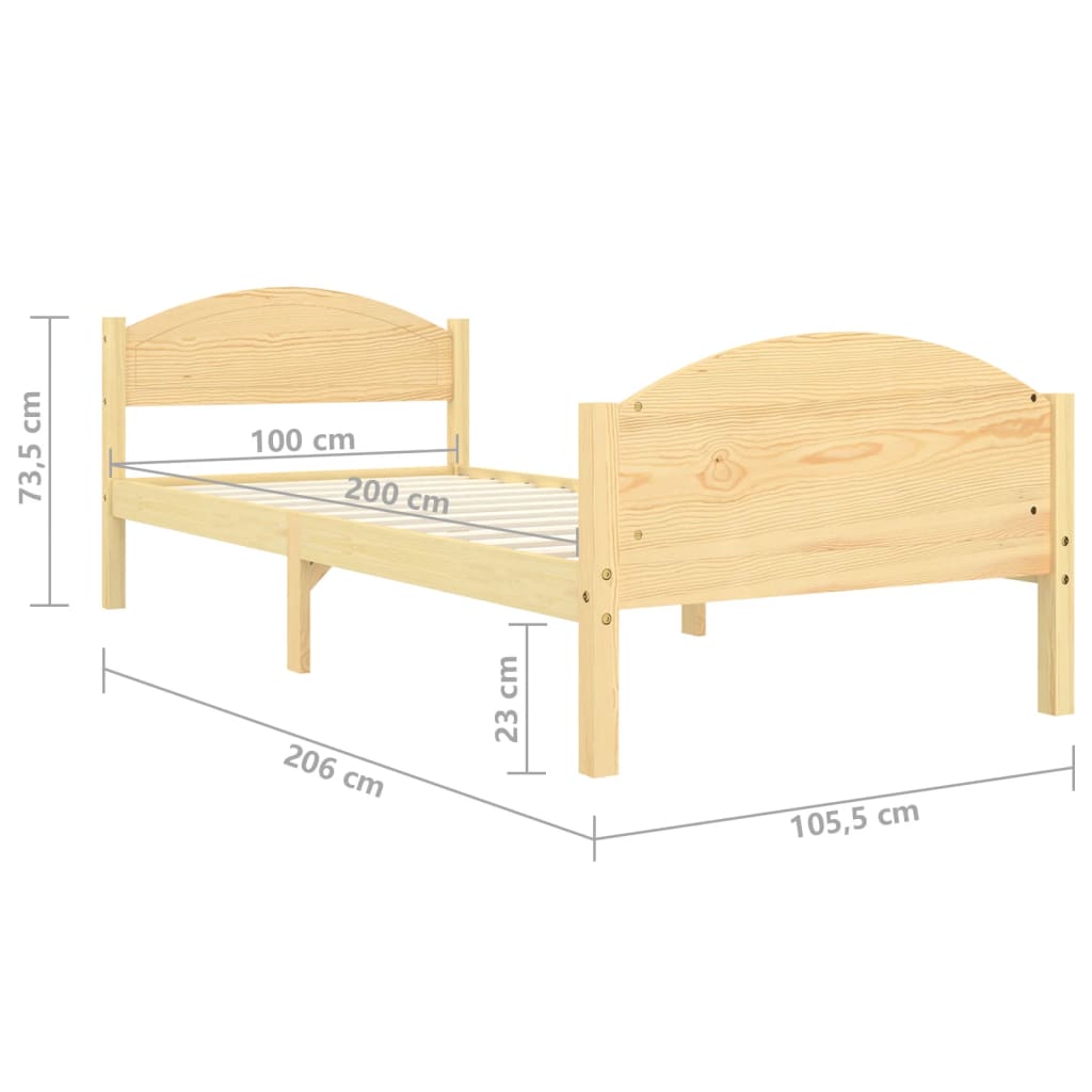 vidaXL Bed Frame without Mattress Solid Pine Wood 100x200 cm