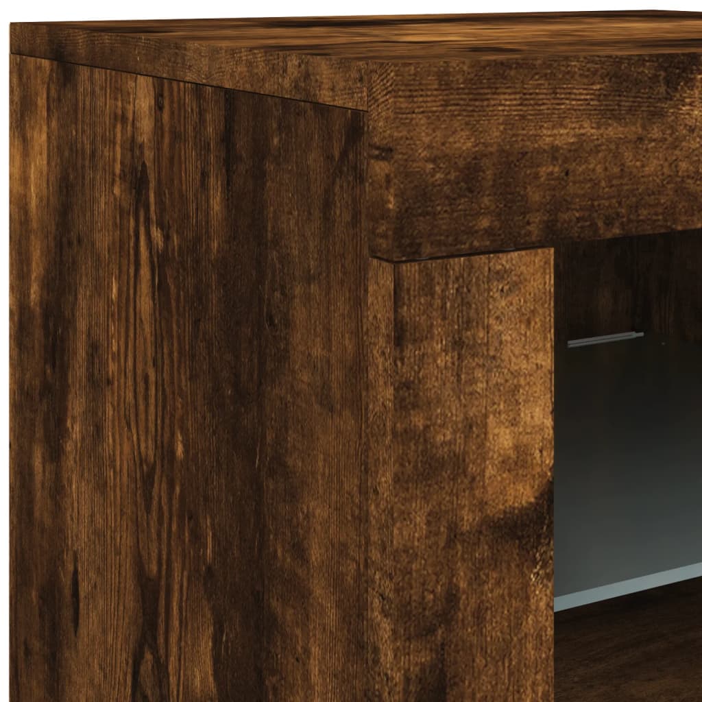 vidaXL Side Cabinets with LED Lights 2 pcs Smoked Oak Engineered Wood