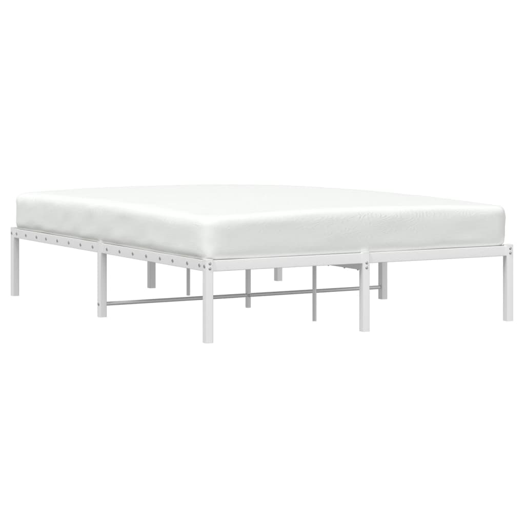 vidaXL Metal Bed Frame White 135x190 cm Double