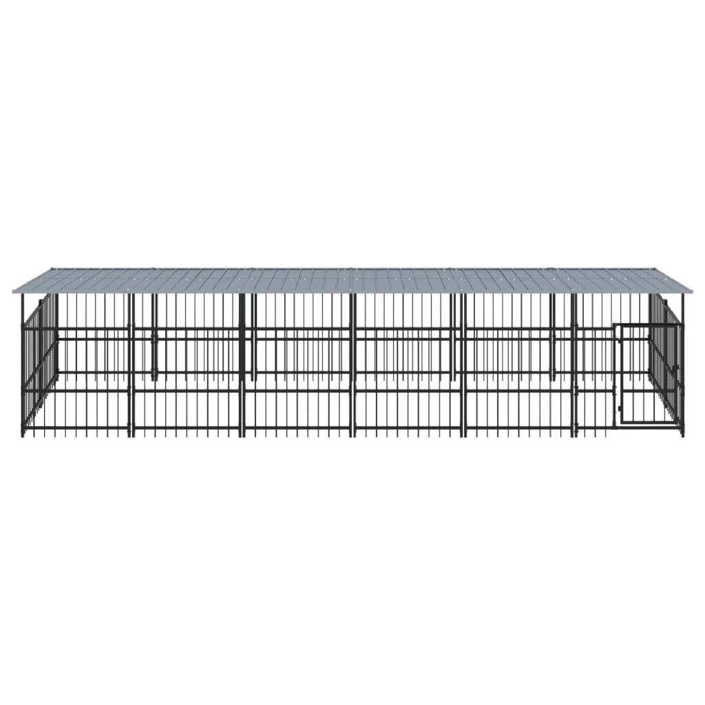 vidaXL Outdoor Dog Kennel with Roof Steel 11.26 m²