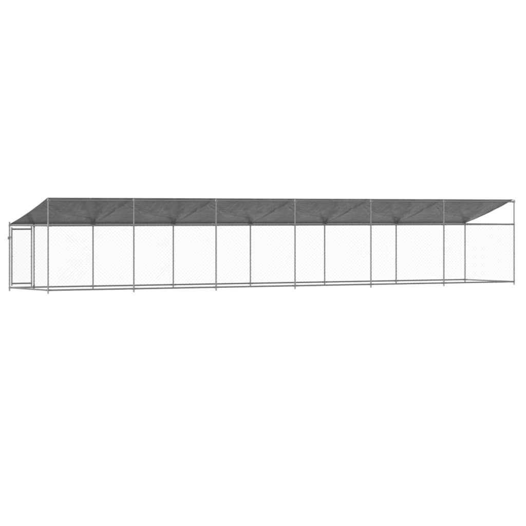 vidaXL Dog Cage with Roof and Door Grey 12x2x2 m Galvanised Steel