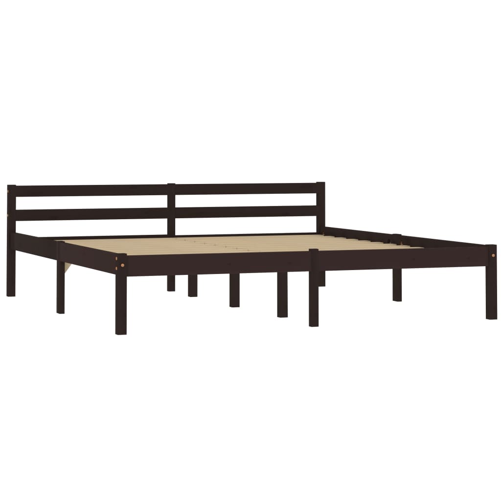 vidaXL Bed Frame without Mattress Dark Brown Solid Pine Wood 160x200 cm