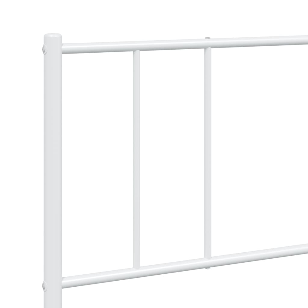 vidaXL Metal Bed Frame without Mattress with Headboard White 193x203 cm