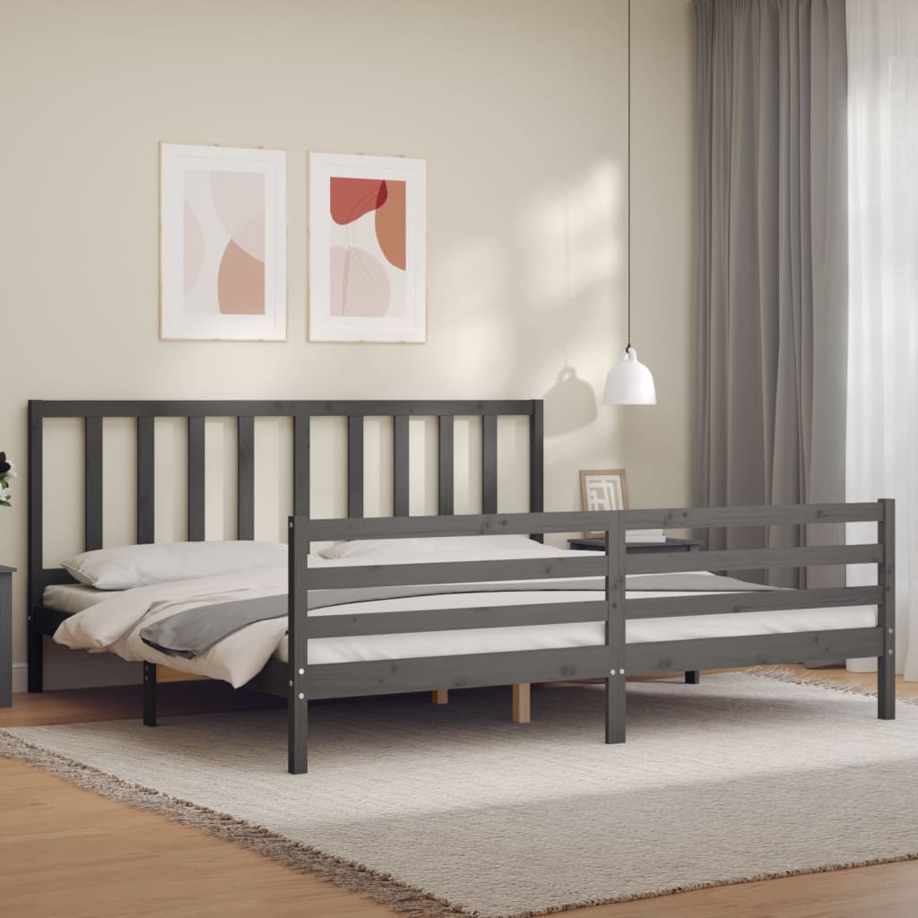 vidaXL Bed Frame without Mattress Grey 200x200 cm Solid Wood Pine