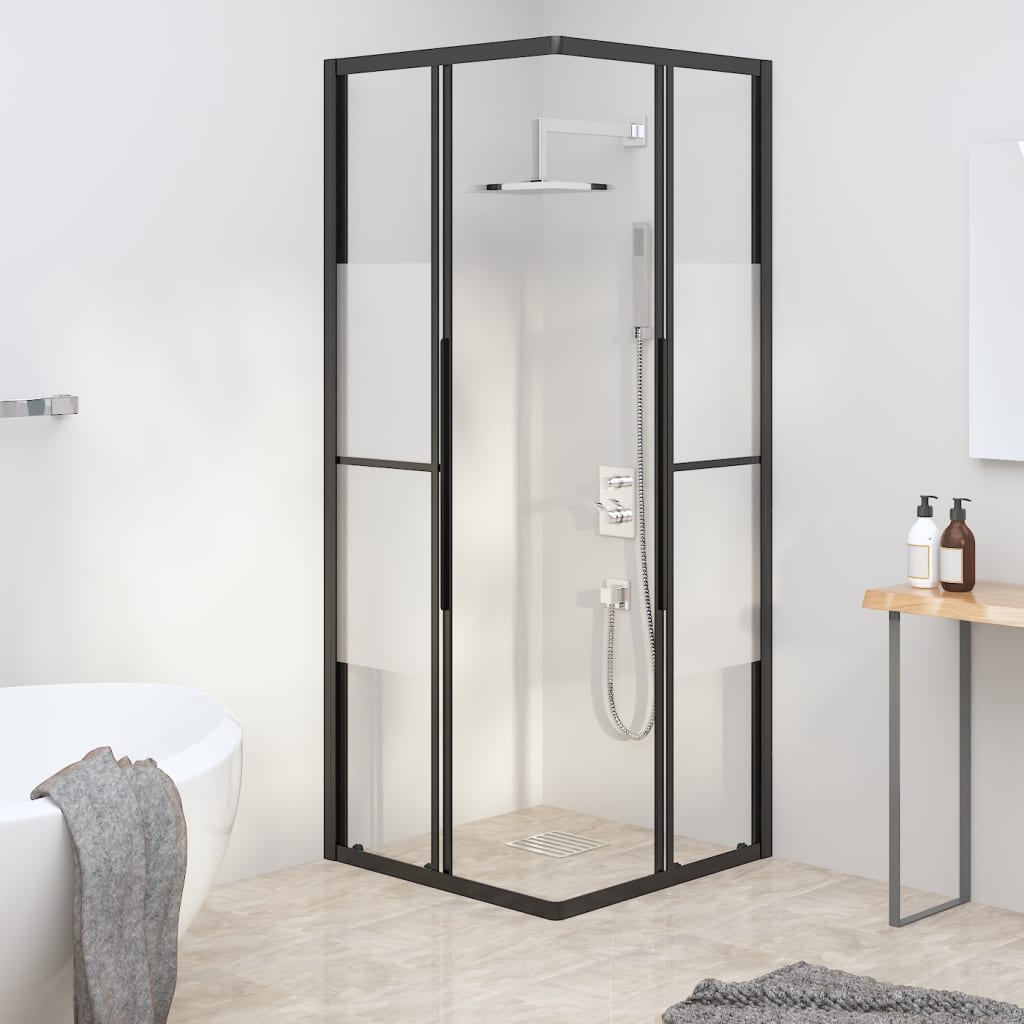 vidaXL Shower Cabin Half Frosted ESG 80x80x180 cm Black