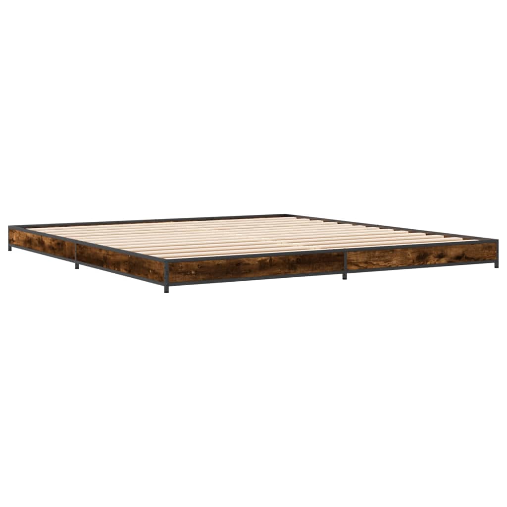 vidaXL Bed Frame without Mattress Smoked Oak 200x200 cm