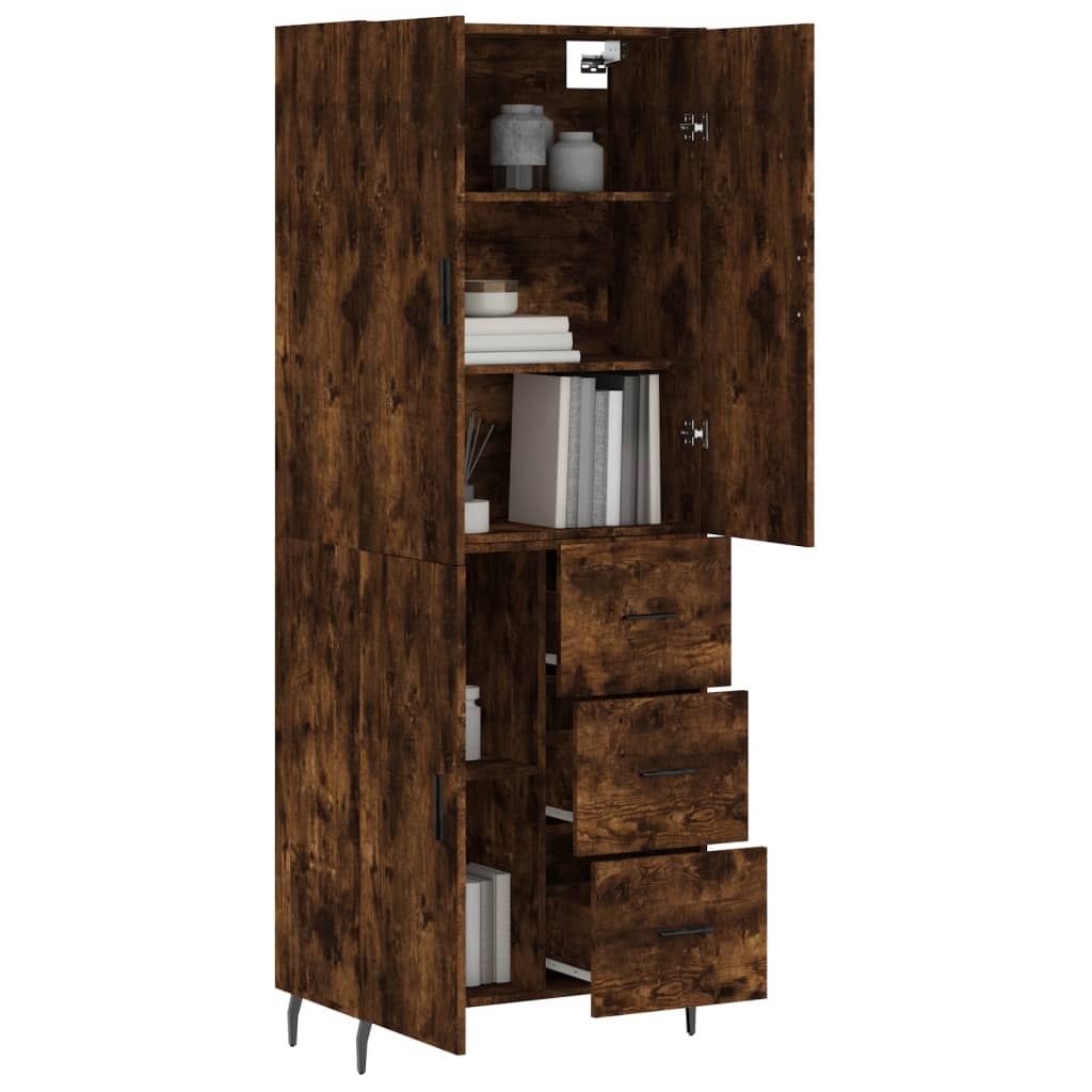 vidaXL Highboard Smoked Oak 69.5x34x180 cm Engineered Wood