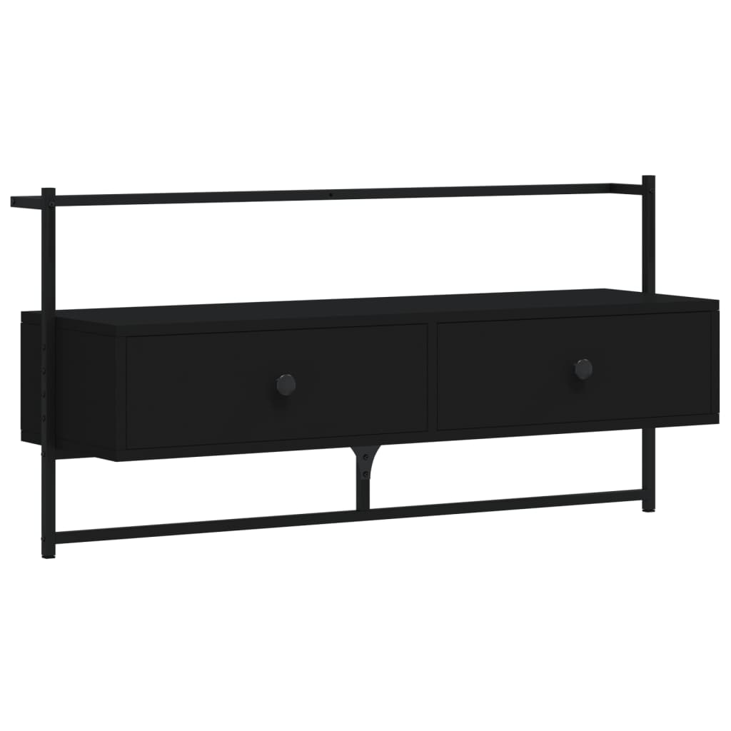 vidaXL TV Cabinet Wall-mounted Black 100.5x30x51 cm Engineered Wood