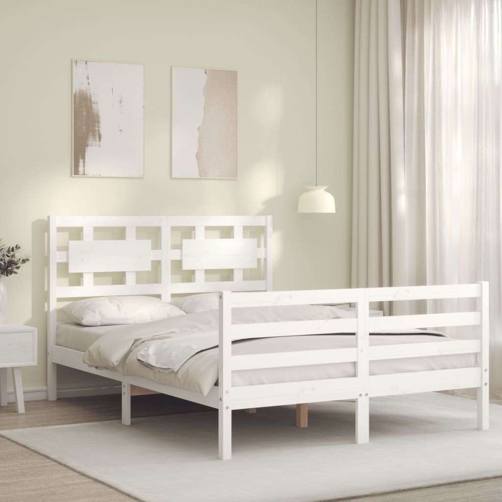 vidaXL Bed Frame without Mattress White 140x200 cm Solid Wood