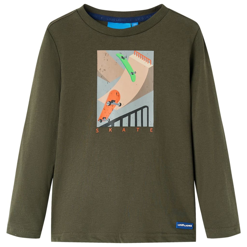 Kids' T-shirt with Long Sleeves Khaki 128