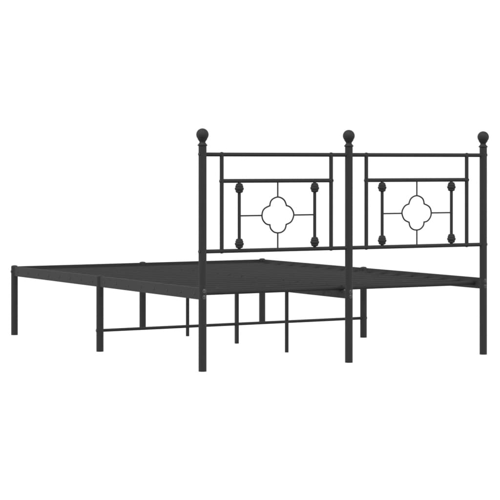 vidaXL Metal Bed Frame without Mattress with Headboard Black 140x190 cm