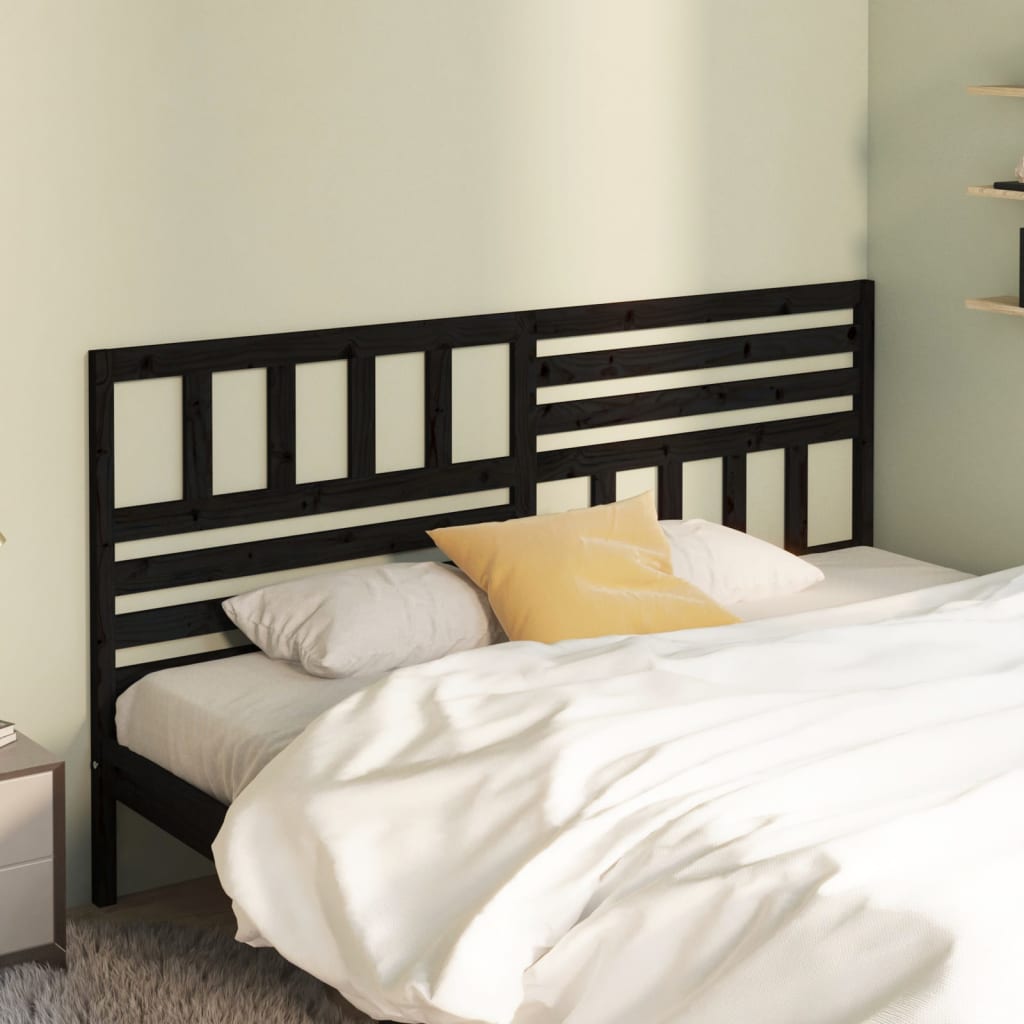 vidaXL Bed Headboard Black 186x4x100 cm Solid Wood Pine