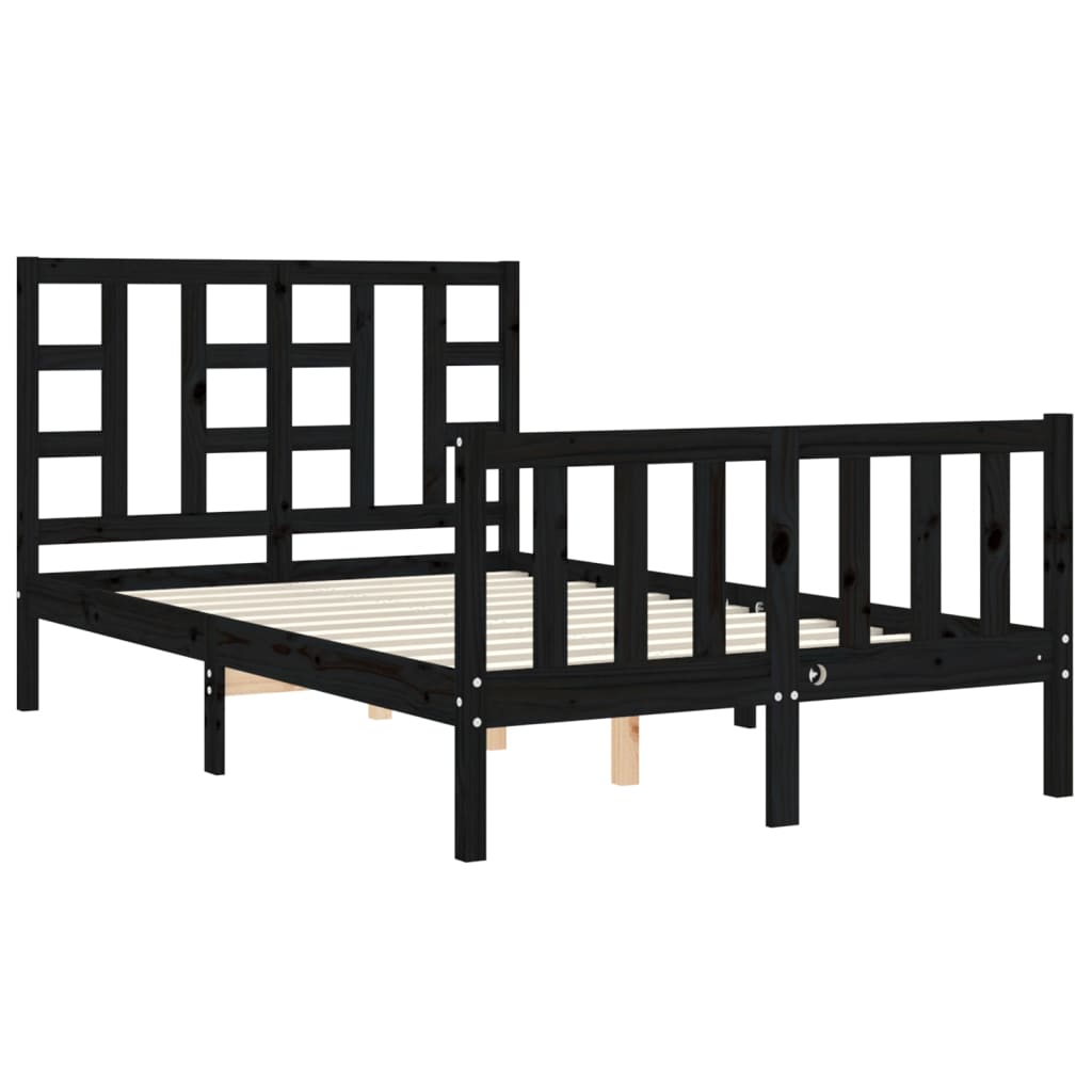 vidaXL Bed Frame without Mattress Black Small Double Solid Wood Pine