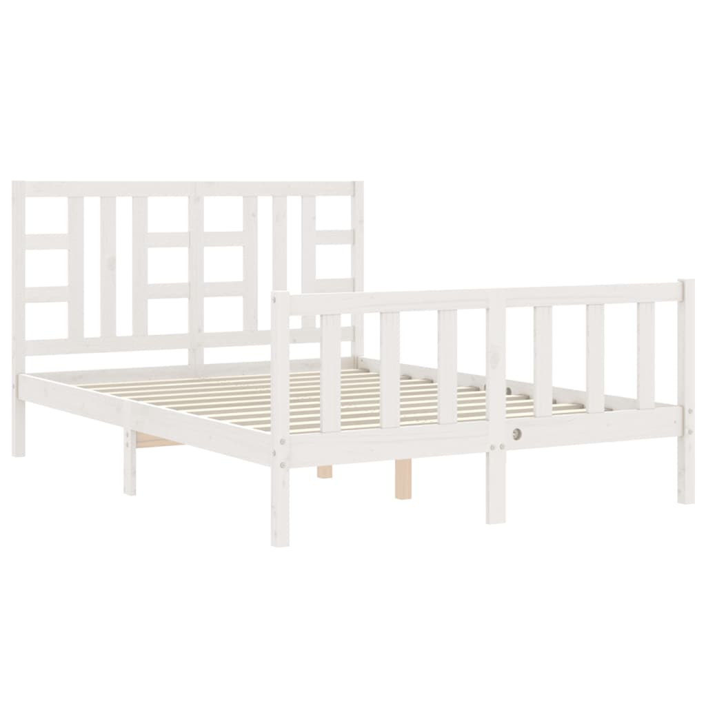 vidaXL Bed Frame without Mattress White Double Solid Wood Pine