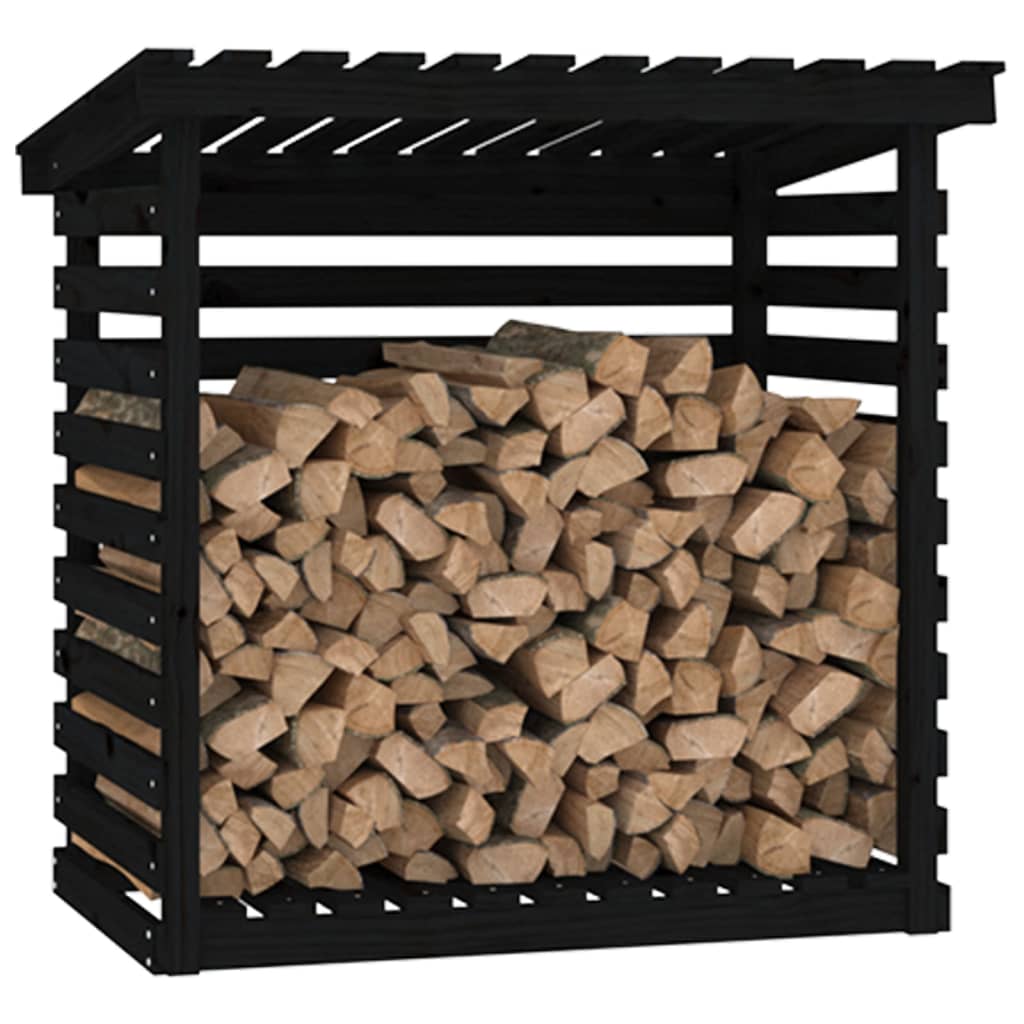 vidaXL Firewood Rack Black 108x73x108 cm Solid Wood Pine