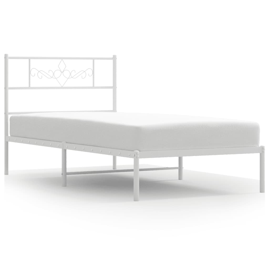 vidaXL Metal Bed Frame without Mattress with Headboard White 80x200 cm