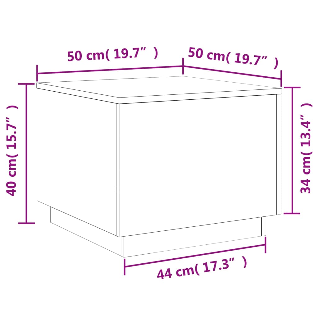 vidaXL Coffee Table with LED Lights Brown Oak 50x50x40 cm